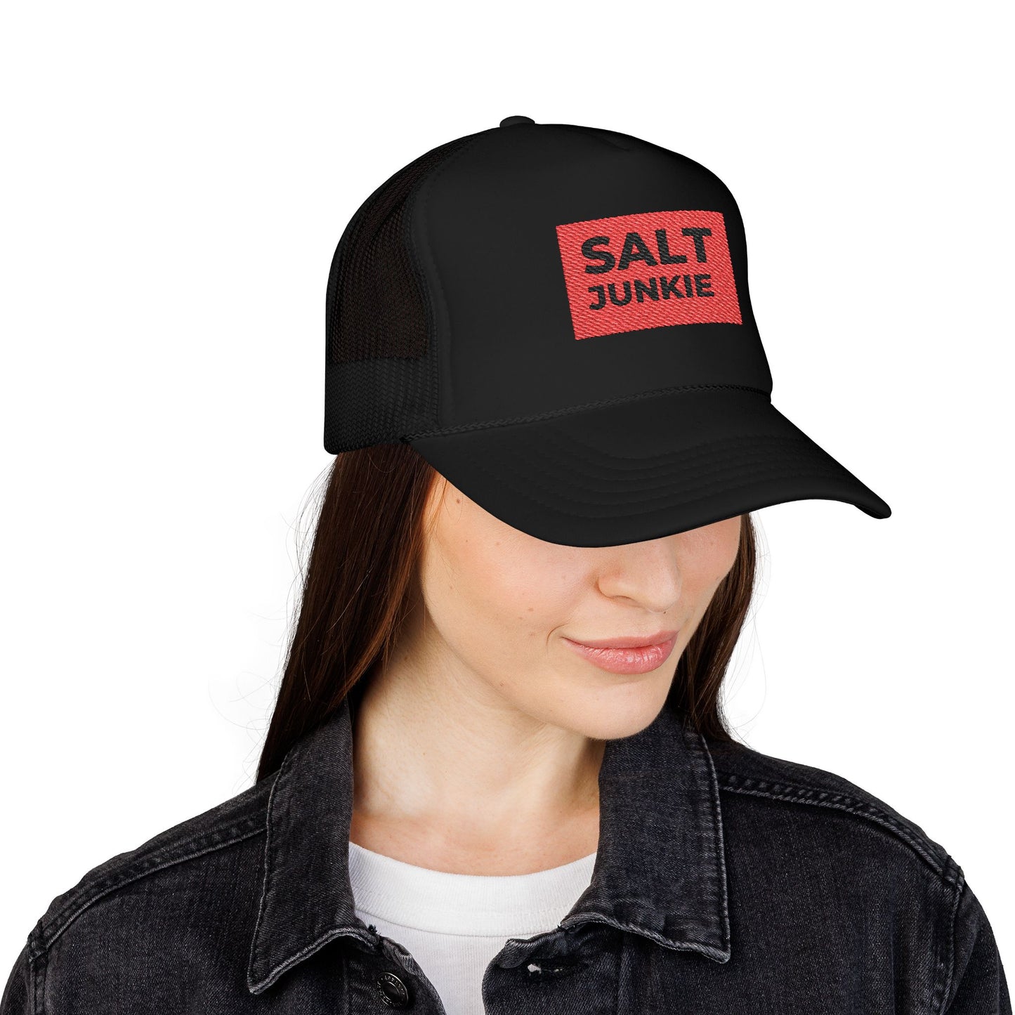 Salt Junkie Foam Trucker Hat, Fun Hat for Beach Lovers, Casual Summer Accessory, Gift for Anglers, Trendy Fishing Cap