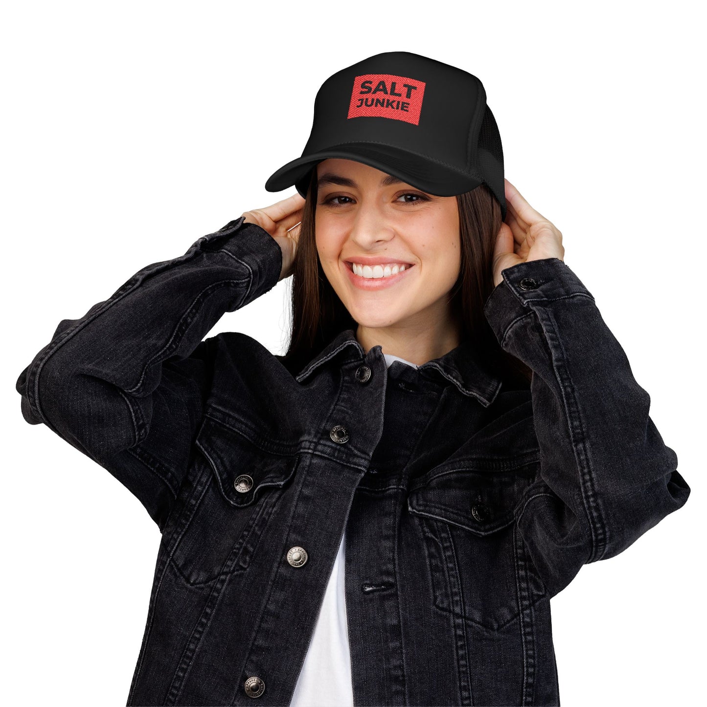 Salt Junkie Foam Trucker Hat, Fun Hat for Beach Lovers, Casual Summer Accessory, Gift for Anglers, Trendy Fishing Cap