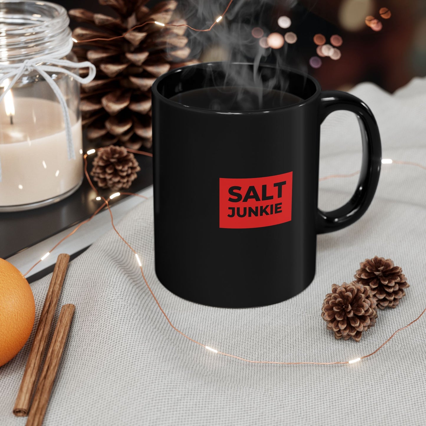 Salt Junkie Black Mug for Former Salt Lovers, Perfect Gift for Coffee Enthusiasts, Unique Present for Friends