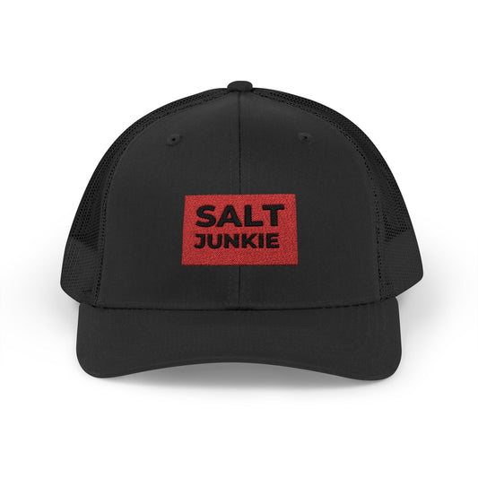 Glittery SALT JUNKIE Snapback Cap - Trendy Black Trucker Hat, Unique Outdoor Accessory, Perfect Gift for Adventure Lovers