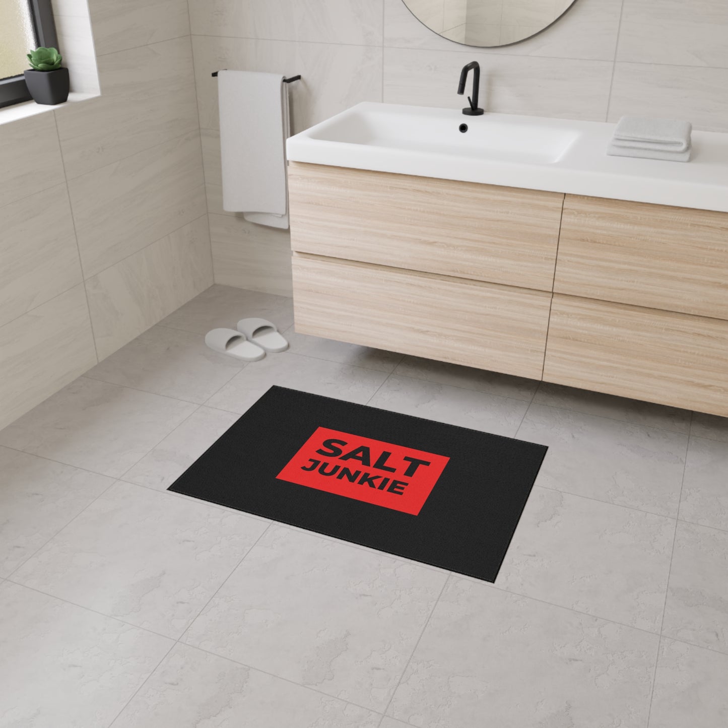 Salt Junkie Heavy Duty Floor Mat, Kitchen Mat, Entryway Rug, Non-Slip Mats, Gift for Fishing Lovers, Saltwater Fish Enthusiasts
